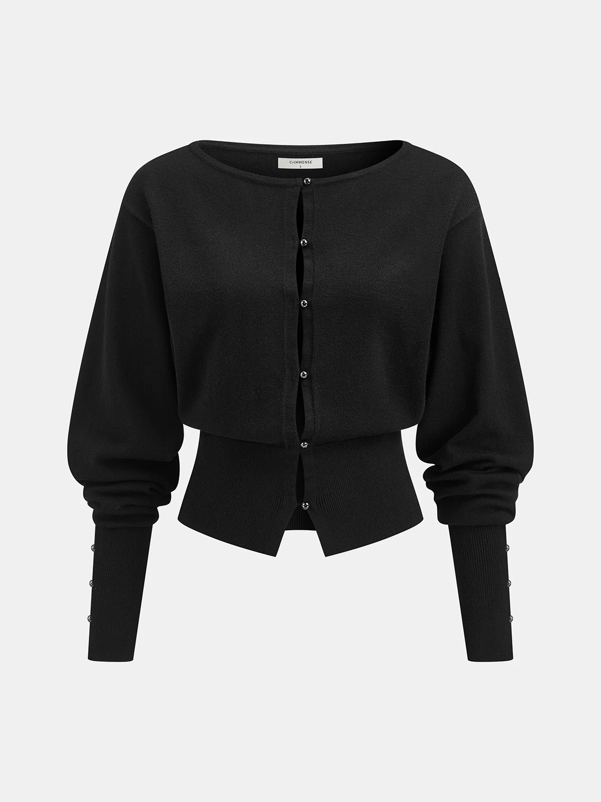Wool Blend Buttoned Balloon Sleeve Cardigan