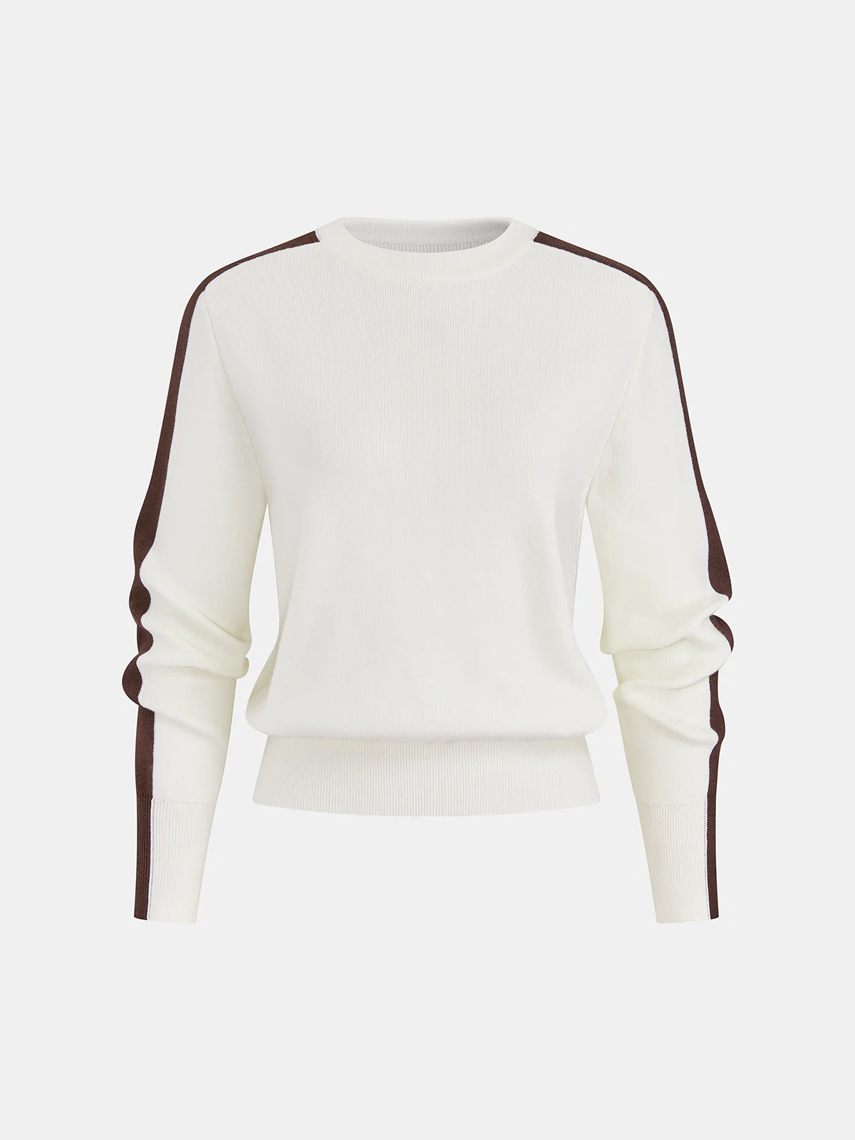 Wool-Blend Contrast-Stripe Crew Neck Sweater