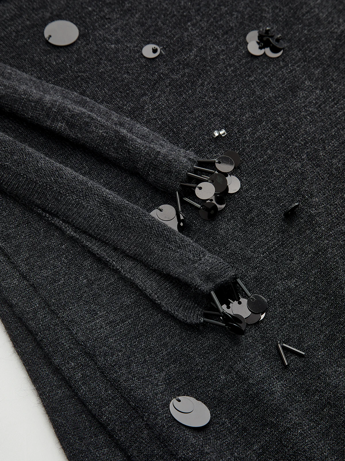 Wool Blend Embellished Ruched Skirt - Image 3