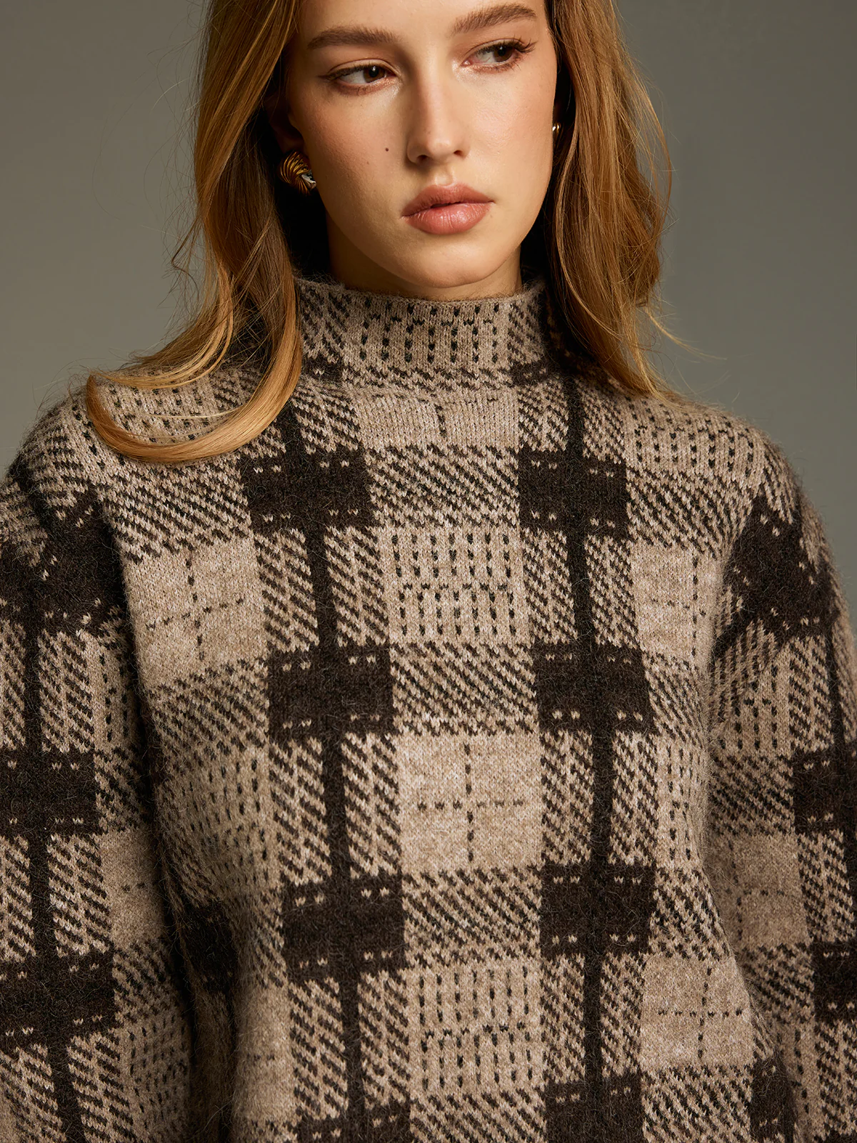 Wool-Blend Plaid Turtleneck Sweater - Image 5
