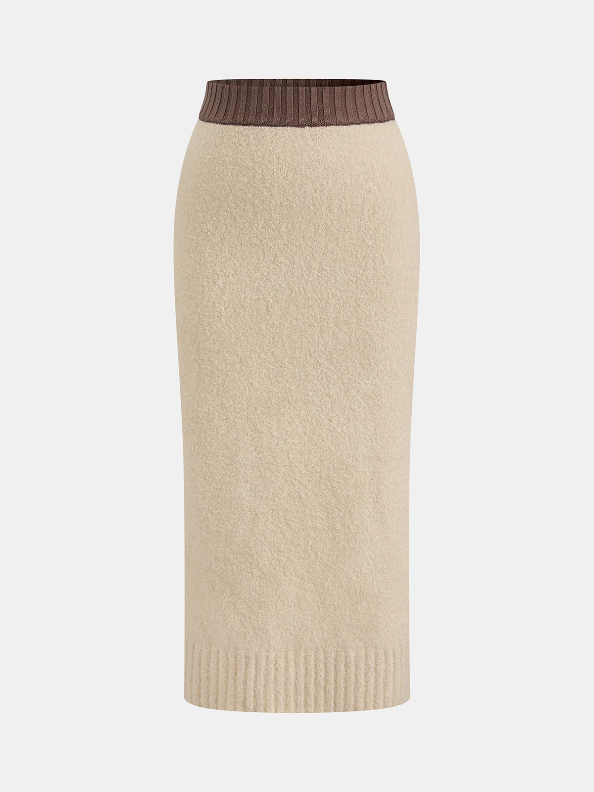 Wool-Blend Polo Knit Top & Midi Skirt Set - Image 4