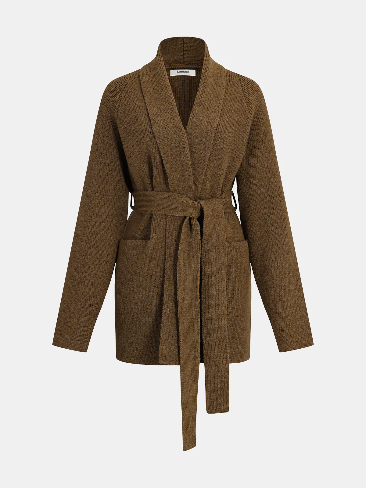 Wool Blend Tie Waist Knit Cardigan