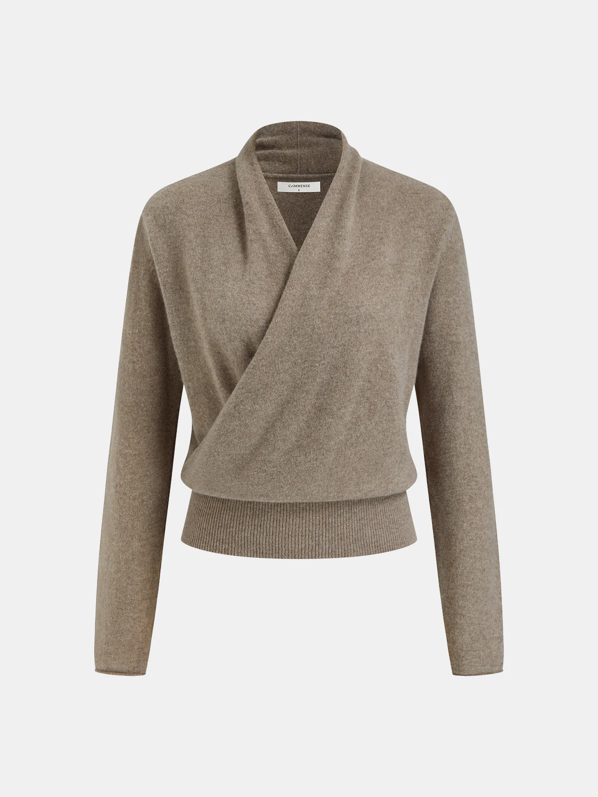 Wrap-Front Long-Sleeve Knit Top