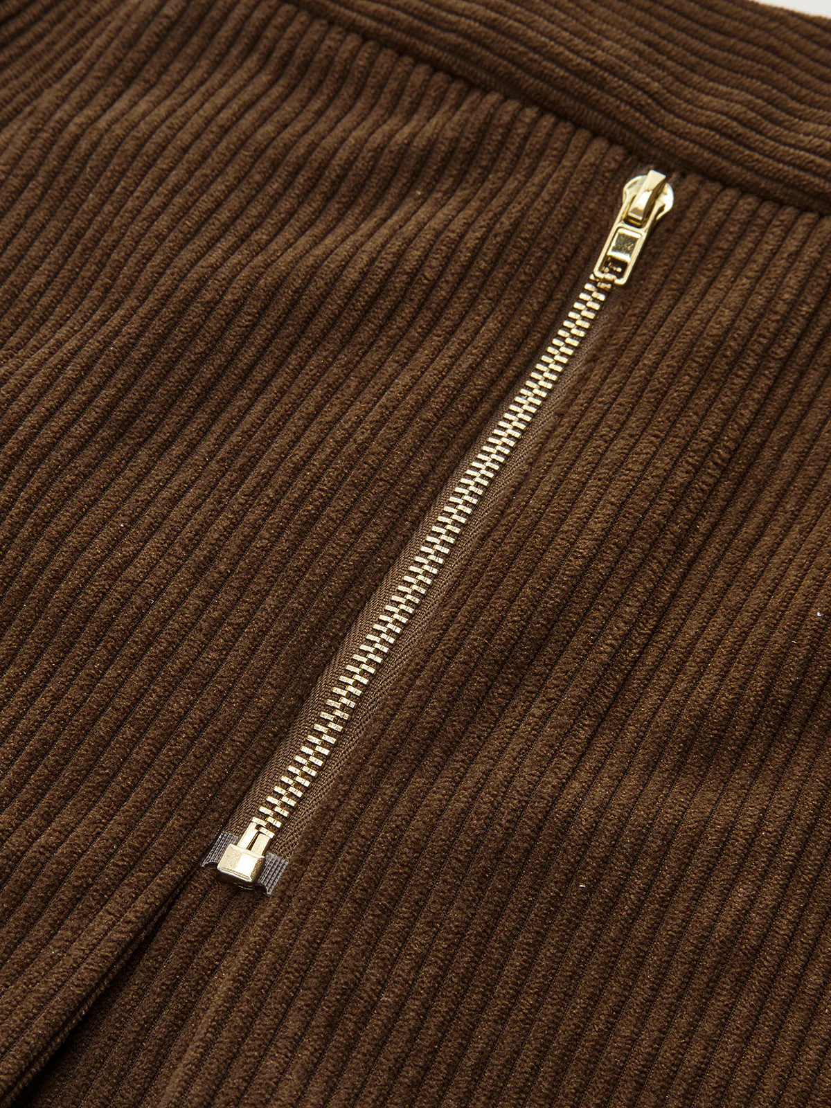 Zipper Detail Corduroy Wide-Leg Pants - Image 4