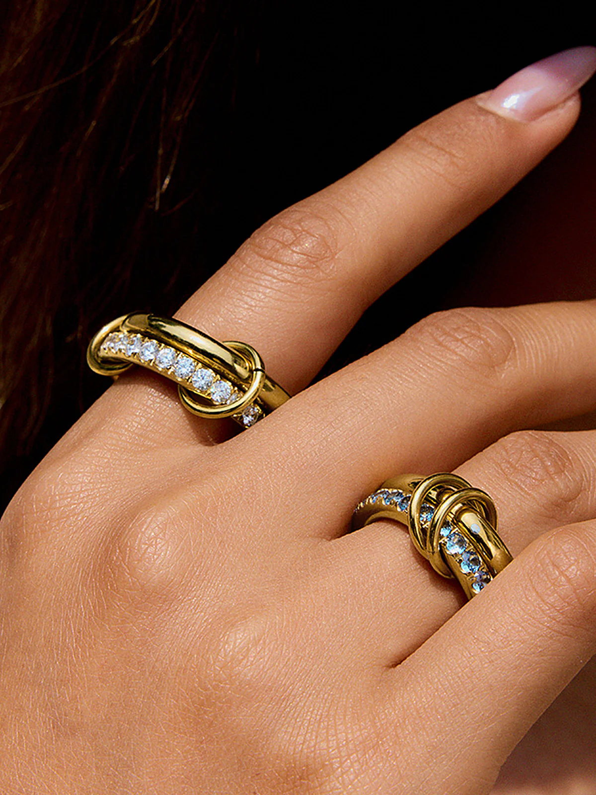 Zircon Accent Double-Band Linked Ring - Image 3